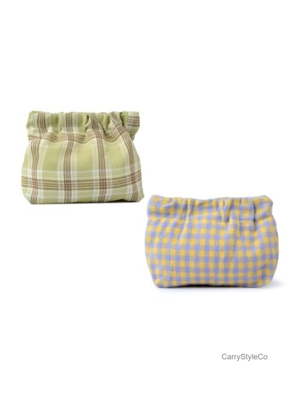 Mini Cosmetic Pouch Set of 2 with Drawstring - Cotton Corduroy Bag for Purse